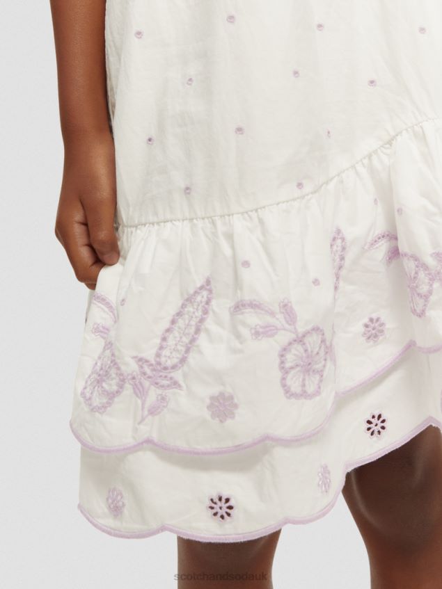 Scotch & Soda Kids Broderie Anglaise Midi Dress LP48HB733 Clothing Off White