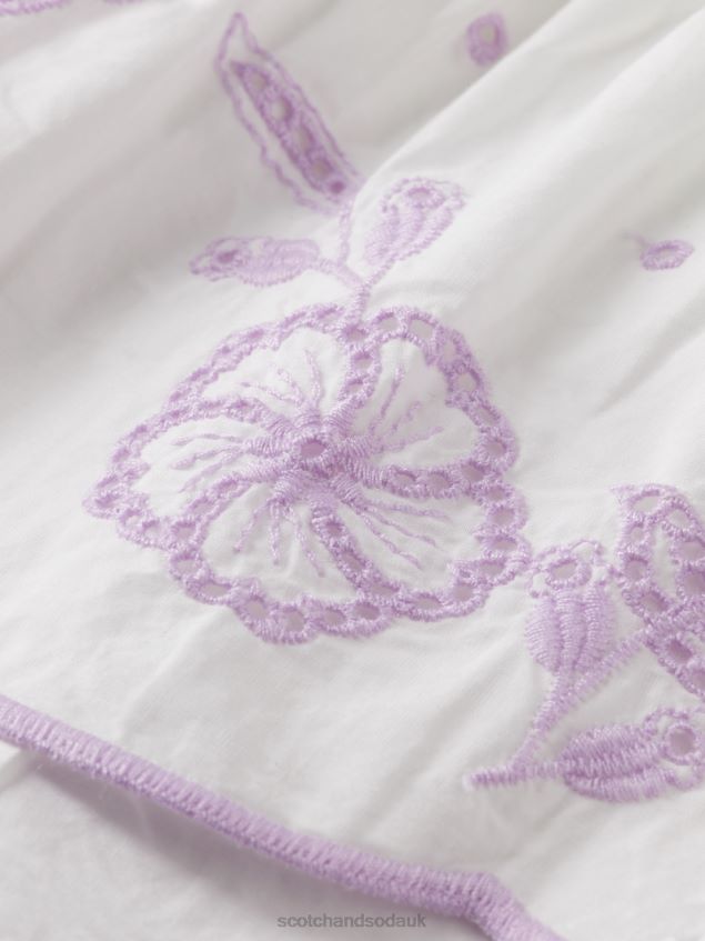 Scotch & Soda Kids Broderie Anglaise Midi Dress LP48HB733 Clothing Off White