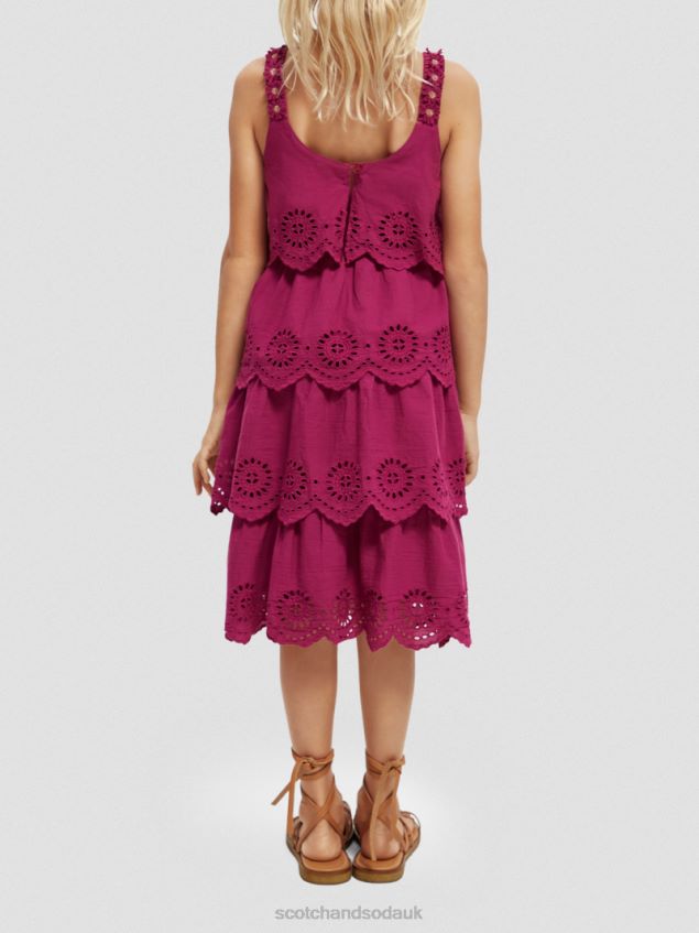 Scotch & Soda Kids Broderie Anglaise Tiered Midi Dress LP48HB732 Clothing Dahlia