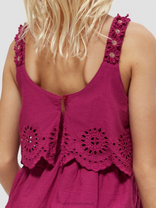 Scotch & Soda Kids Broderie Anglaise Tiered Midi Dress LP48HB732 Clothing Dahlia