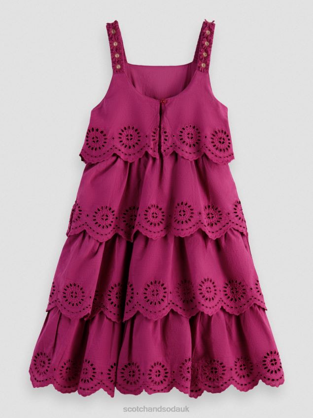 Scotch & Soda Kids Broderie Anglaise Tiered Midi Dress LP48HB732 Clothing Dahlia