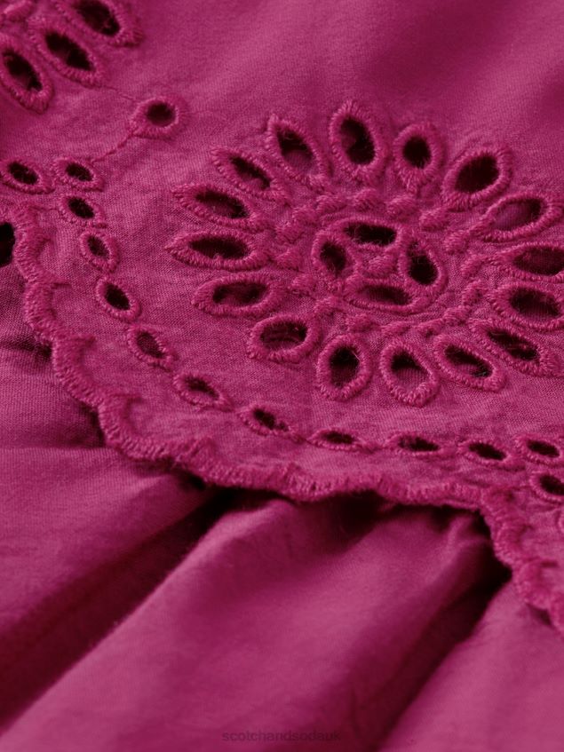 Scotch & Soda Kids Broderie Anglaise Tiered Midi Dress LP48HB732 Clothing Dahlia