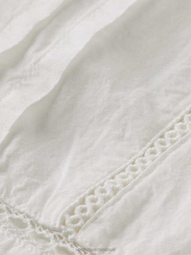 Scotch & Soda Kids Long-Sleeved Organic Cotton Midi Dress LP48HB728 Clothing Off White