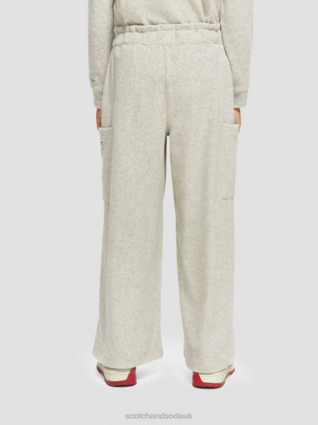 Scotch & Soda Kids High-Rise Wide Leg Cargo Sweatpants LP48HB756 Clothing Grey Melange