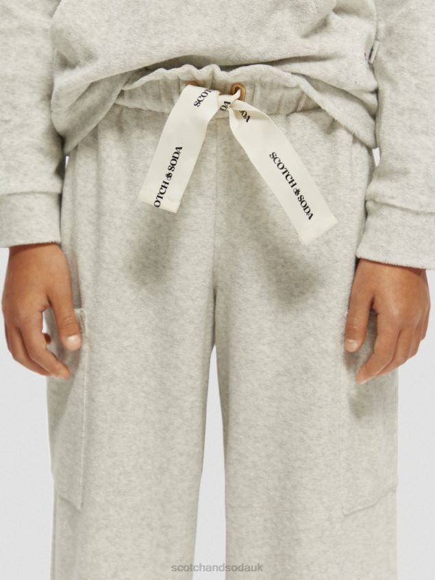 Scotch & Soda Kids High-Rise Wide Leg Cargo Sweatpants LP48HB756 Clothing Grey Melange