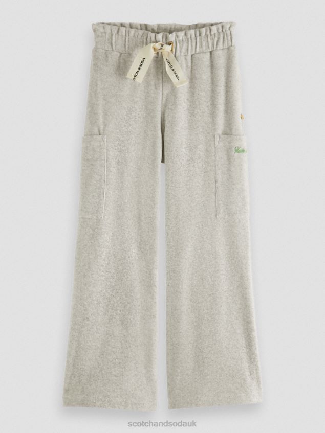 Scotch & Soda Kids High-Rise Wide Leg Cargo Sweatpants LP48HB756 Clothing Grey Melange