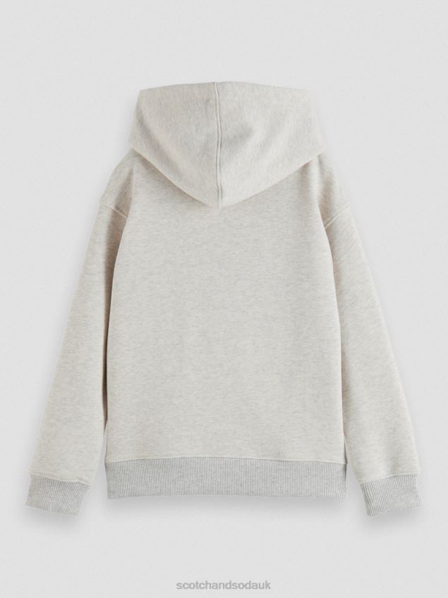 Scotch & Soda Kids Looney Tunes Embroidered Organic Cotton Hoodie LP48HB754 Clothing Off White Melange