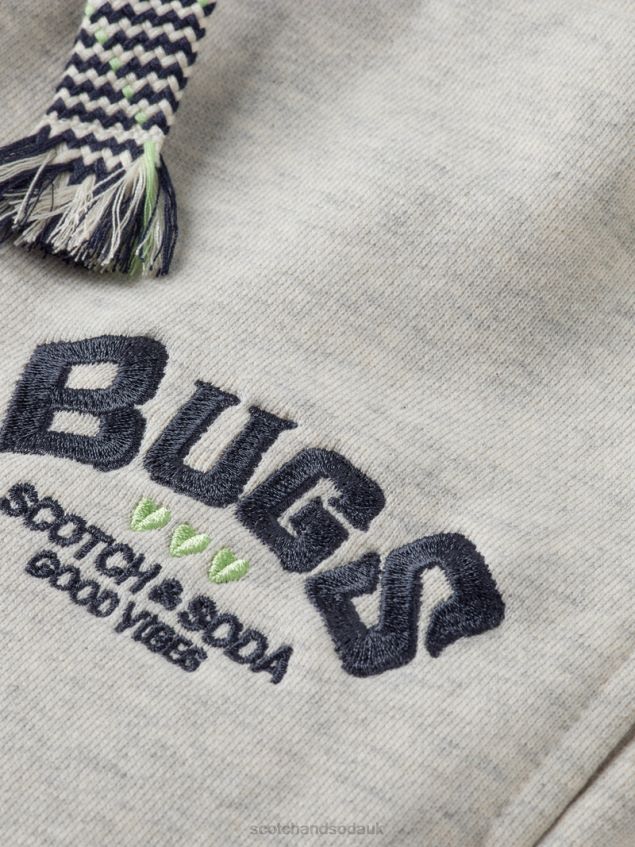 Scotch & Soda Kids Looney Tunes Embroidered Sweatpants LP48HB749 Clothing Off White Melange