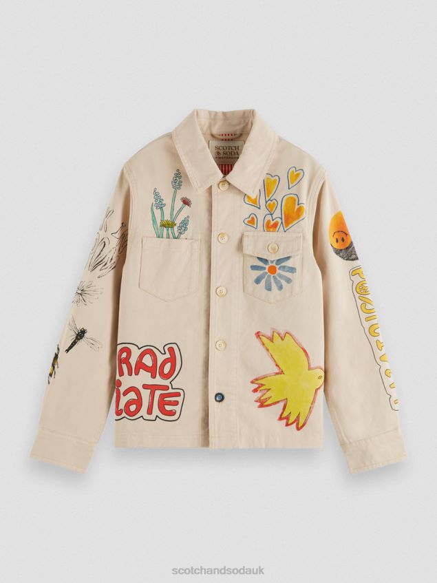 Scotch & Soda Kids Artwork Overshirt LP48HB790 Clothing Sand