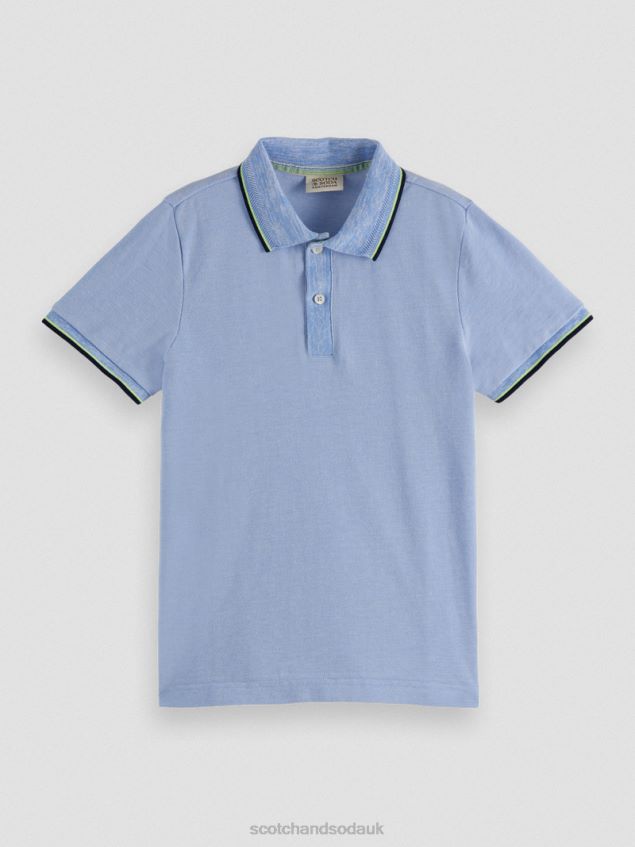 Scotch & Soda Kids Contrast Tipped Polo LP48HB780 Clothing Blue Melange