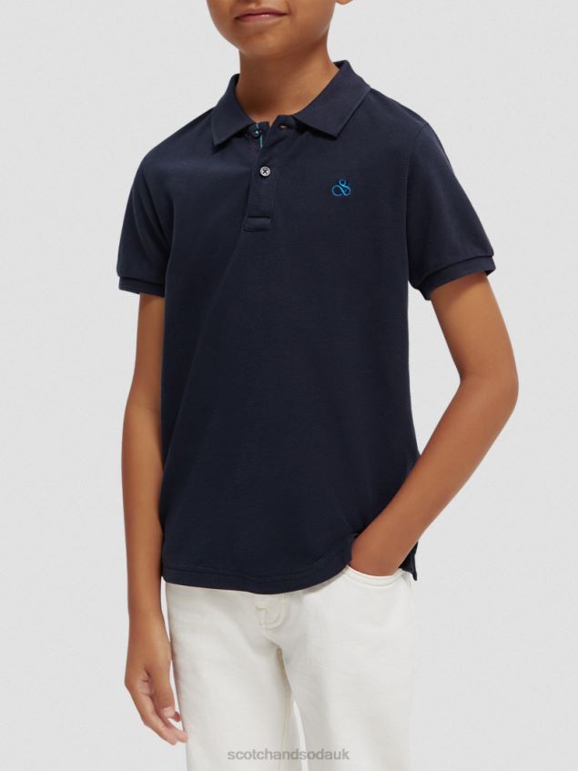 Scotch & Soda Kids Garment-Dyed Pique Polo LP48HB778 Clothing Night