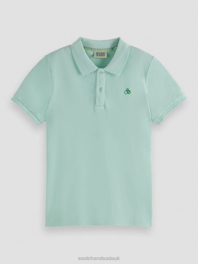 Scotch & Soda Kids Garment-Dyed Pique Polo LP48HB782 Clothing Mint