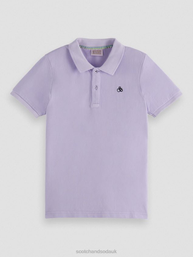 Scotch & Soda Kids Garment-Dyed Pique Polo LP48HB784 Clothing Lilac