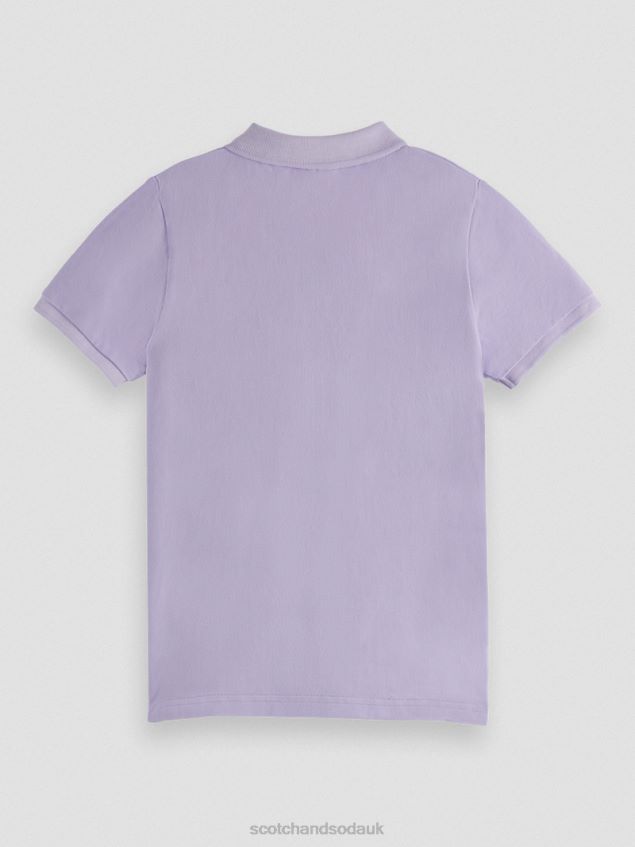 Scotch & Soda Kids Garment-Dyed Pique Polo LP48HB784 Clothing Lilac