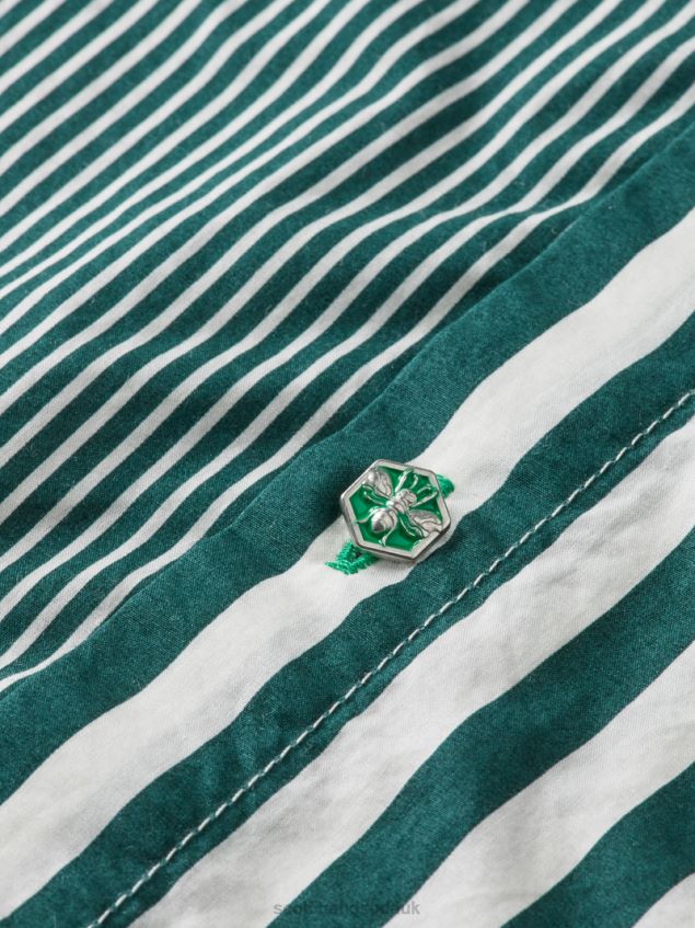 Scotch & Soda Kids Mix & Match Stripe Shirt With Sleeve Adjustment LP48HB797 Clothing Green Stripe