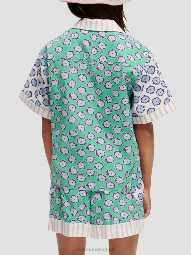 Scotch & Soda Kids Mixed Print Camp Shirt LP48HB747 Clothing Poppy Field Patchwork