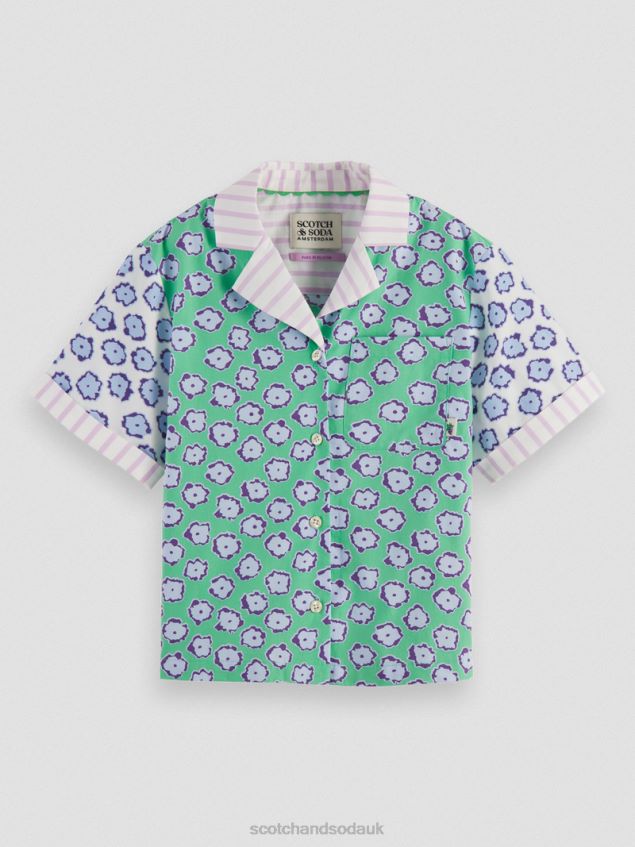 Scotch & Soda Kids Mixed Print Camp Shirt LP48HB747 Clothing Poppy Field Patchwork