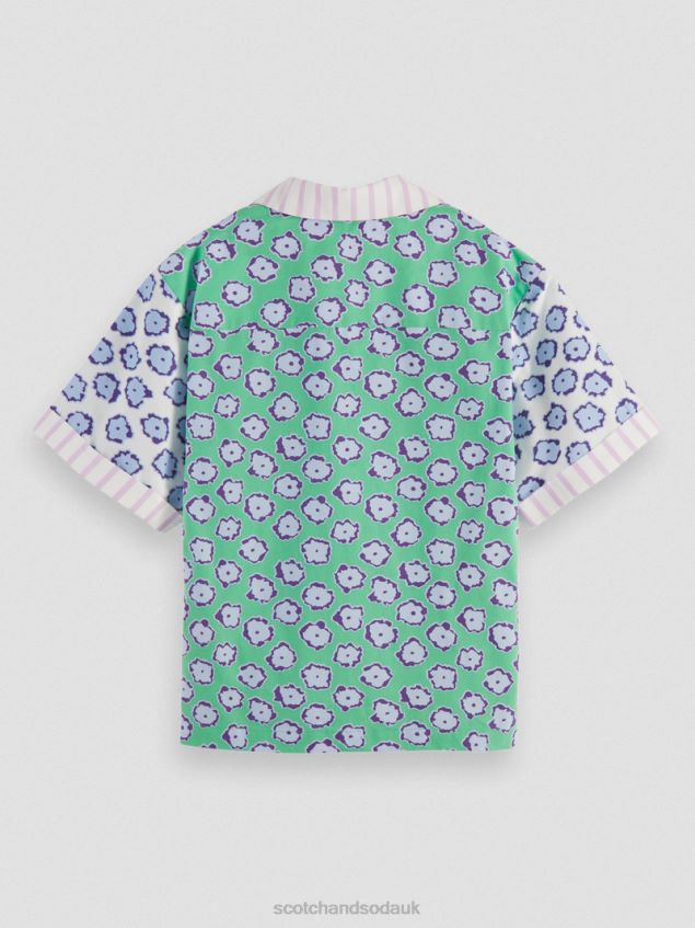 Scotch & Soda Kids Mixed Print Camp Shirt LP48HB747 Clothing Poppy Field Patchwork