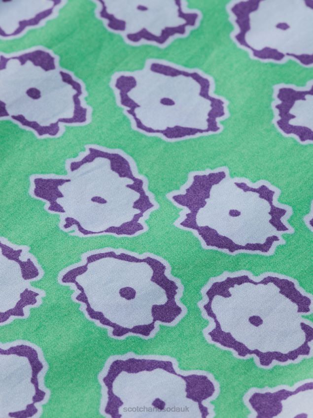 Scotch & Soda Kids Mixed Print Camp Shirt LP48HB747 Clothing Poppy Field Patchwork