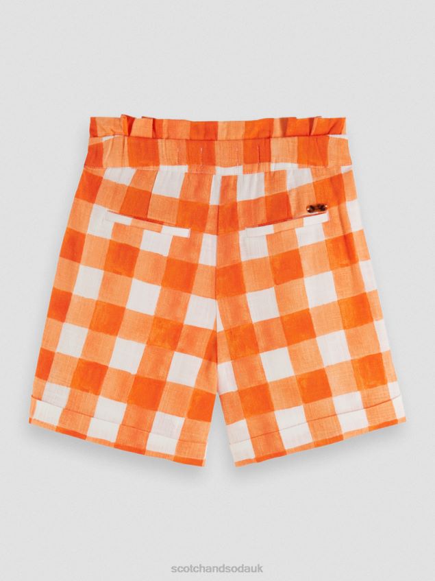 Scotch & Soda Kids Checked High-Rise Wide Leg Shorts LP48HB768 Clothing Papaya Bistro Check