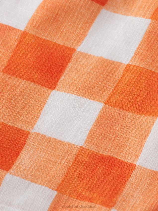 Scotch & Soda Kids Checked High-Rise Wide Leg Shorts LP48HB768 Clothing Papaya Bistro Check