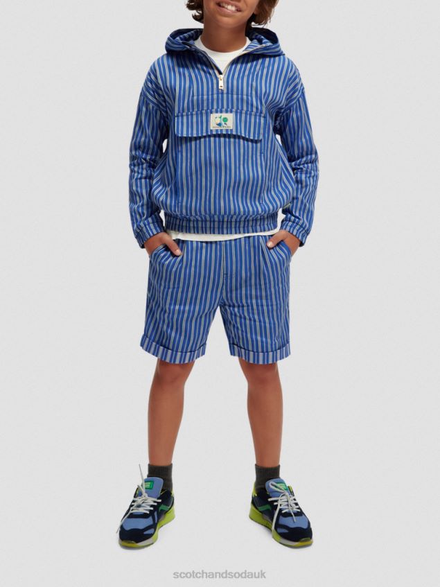 Scotch & Soda Kids Half-Elasticated Chino Shorts LP48HB810 Clothing Blue Stripe