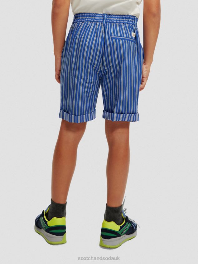Scotch & Soda Kids Half-Elasticated Chino Shorts LP48HB810 Clothing Blue Stripe