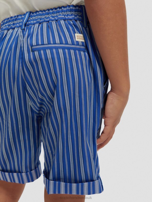 Scotch & Soda Kids Half-Elasticated Chino Shorts LP48HB810 Clothing Blue Stripe