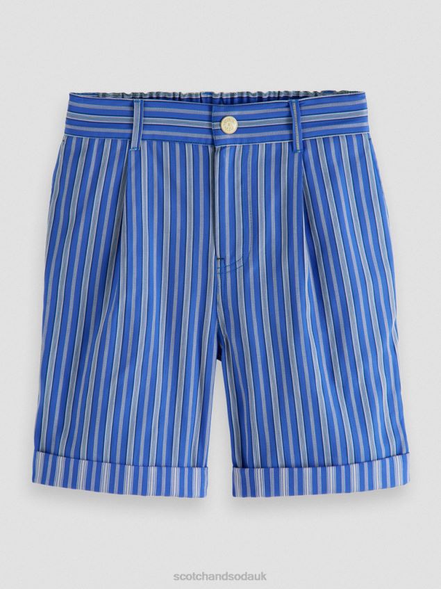 Scotch & Soda Kids Half-Elasticated Chino Shorts LP48HB810 Clothing Blue Stripe