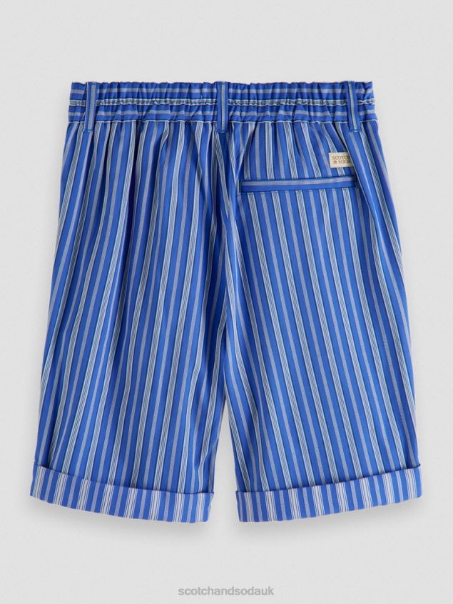 Scotch & Soda Kids Half-Elasticated Chino Shorts LP48HB810 Clothing Blue Stripe
