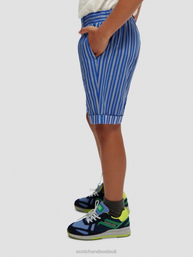 Scotch & Soda Kids Half-Elasticated Chino Shorts LP48HB810 Clothing Blue Stripe