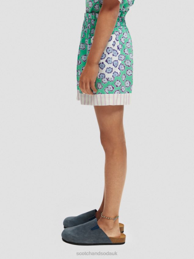 Scotch & Soda Kids Mixed Print Elasticated Shorts LP48HB766 Clothing Poppy Field Patchwork