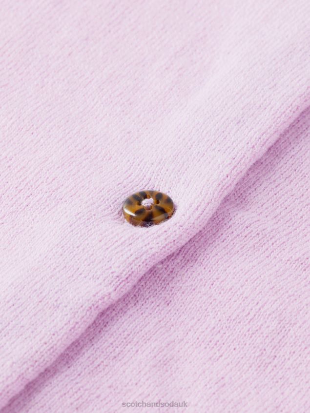 Scotch & Soda Kids Knitted Contrast-Trimmed Cardigan LP48HB734 Clothing Orchid