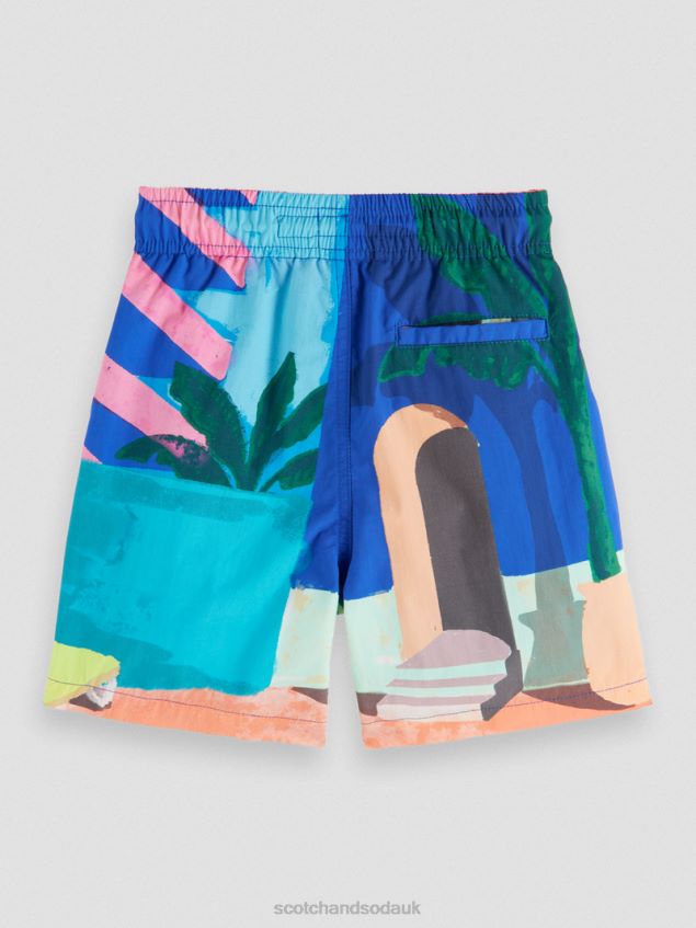 Scotch & Soda Kids Midi-Length Artwork Swim Shorts LP48HB814 Clothing Pool Print