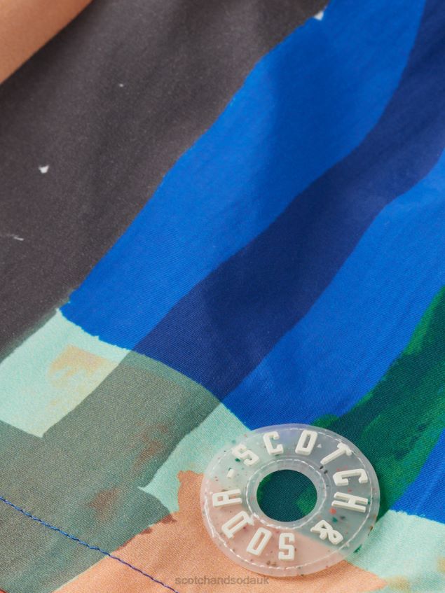 Scotch & Soda Kids Midi-Length Artwork Swim Shorts LP48HB814 Clothing Pool Print