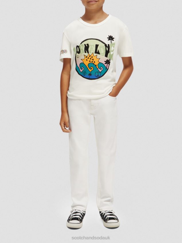 Scotch & Soda Kids Born To Love Artwork T-Shirt LP48HB742 Clothing Off White