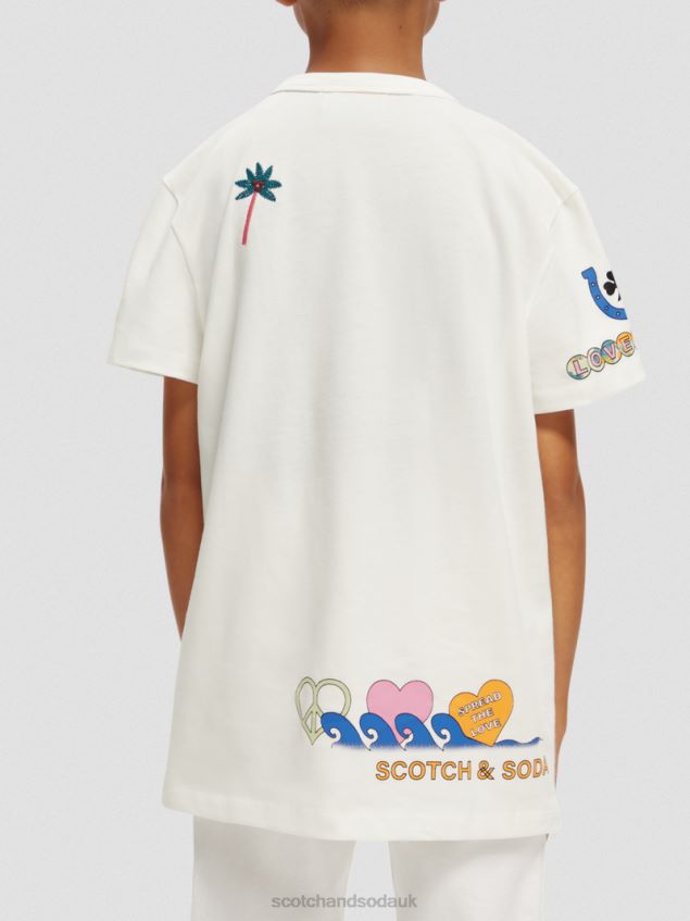 Scotch & Soda Kids Born To Love Artwork T-Shirt LP48HB742 Clothing Off White