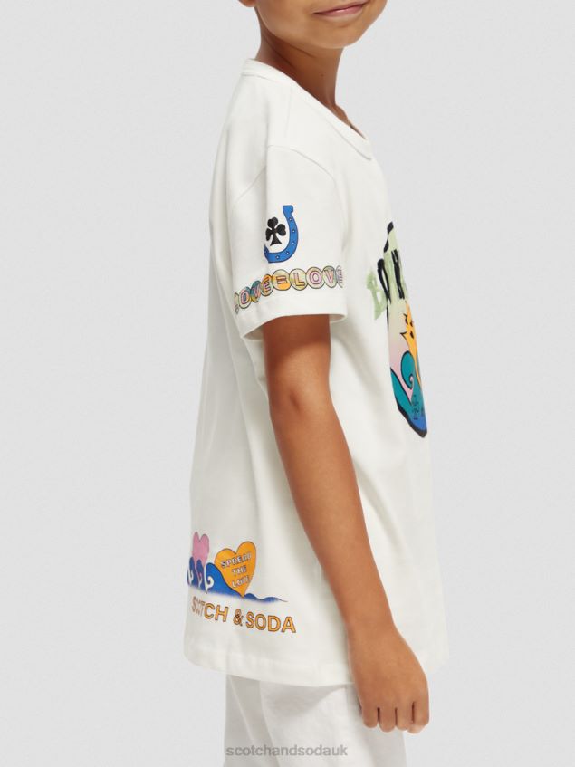 Scotch & Soda Kids Born To Love Artwork T-Shirt LP48HB742 Clothing Off White
