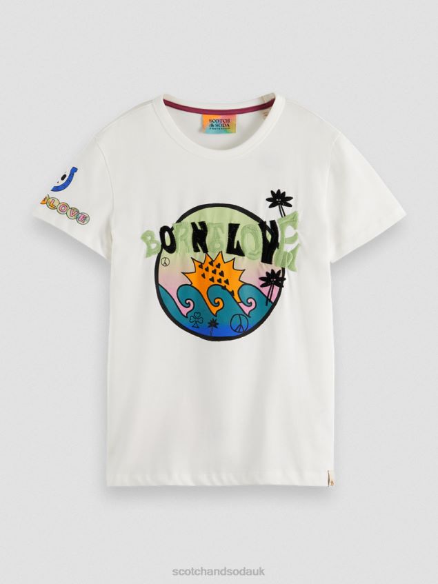 Scotch & Soda Kids Born To Love Artwork T-Shirt LP48HB742 Clothing Off White