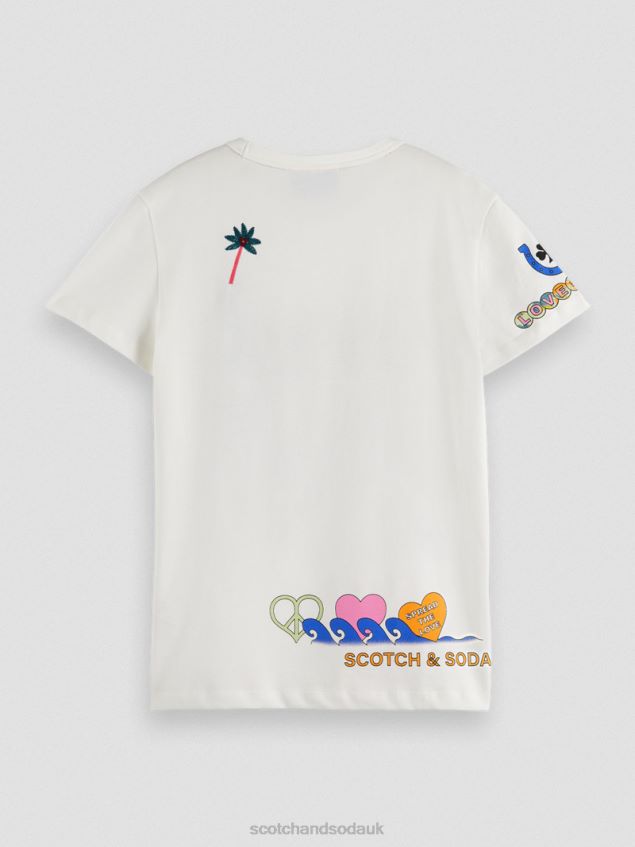 Scotch & Soda Kids Born To Love Artwork T-Shirt LP48HB742 Clothing Off White
