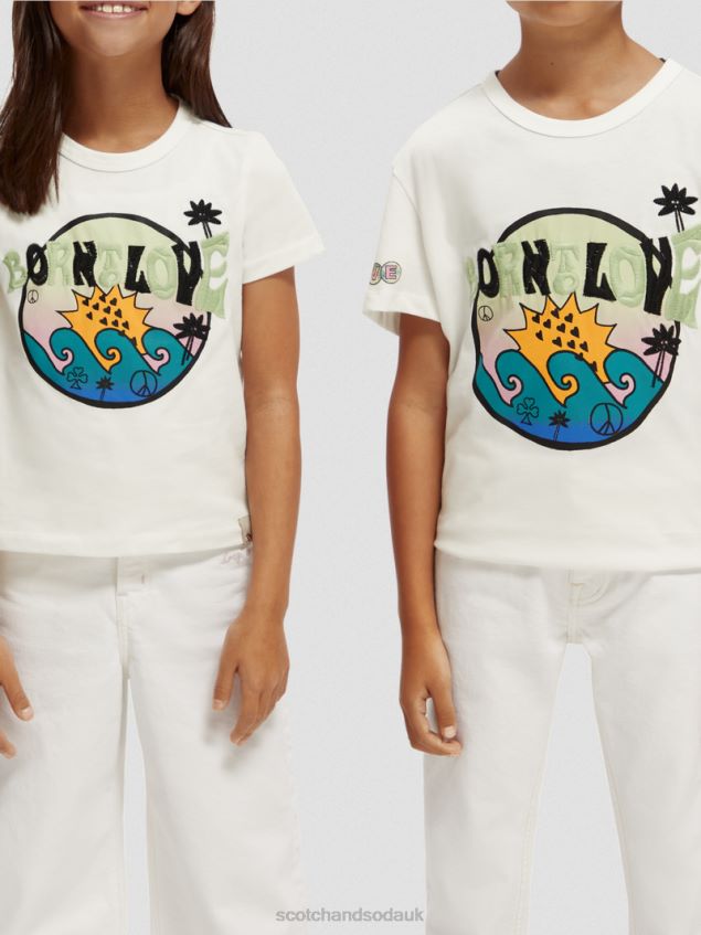 Scotch & Soda Kids Born To Love Artwork T-Shirt LP48HB742 Clothing Off White