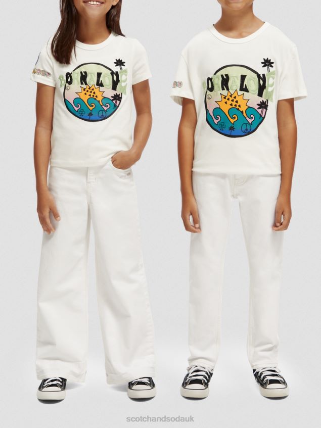 Scotch & Soda Kids Born To Love Artwork T-Shirt LP48HB742 Clothing Off White