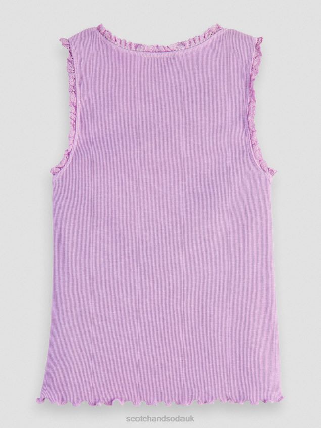 Scotch & Soda Kids Fitted Rib-Knitted Tank Top LP48HB744 Clothing Orchid