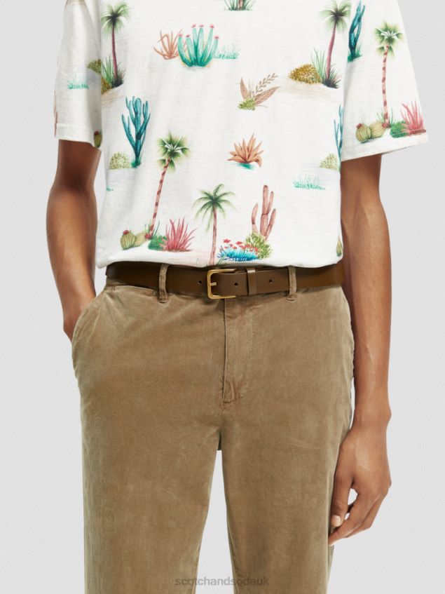 Scotch & Soda Men Leather Belt LP48HB721 Accessories Khaki