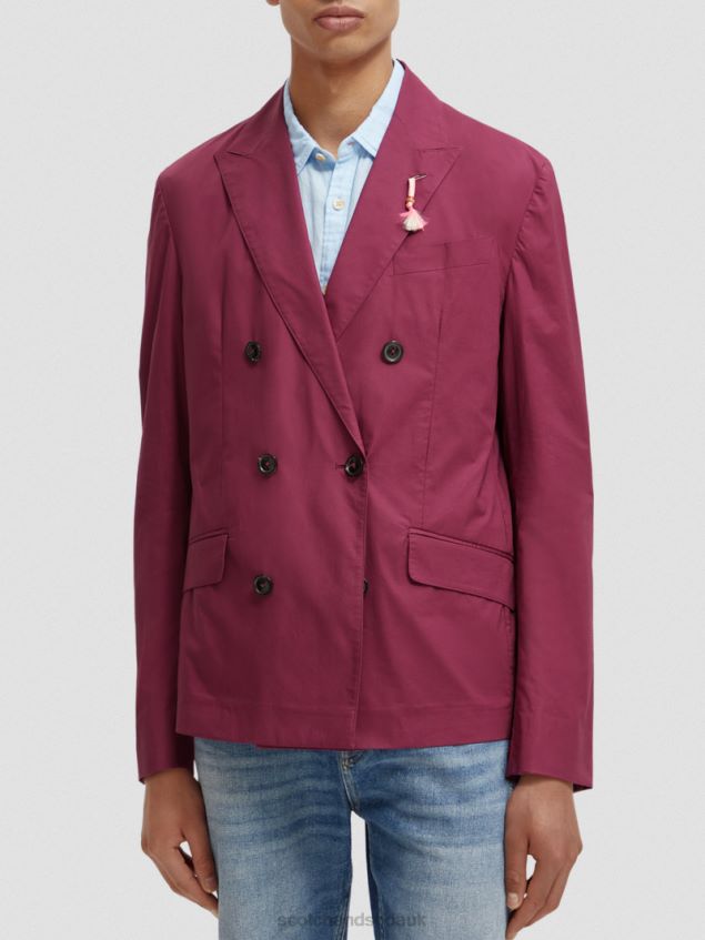 Scotch & Soda Men Lightweight Double-Breasted Blazer LP48HB661 Clothing Dahlia