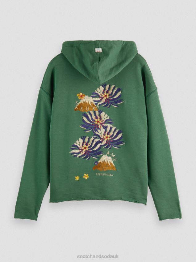 Scotch & Soda Men Embroidered Artwork Organic Cotton Hoodie LP48HB513 Clothing Military