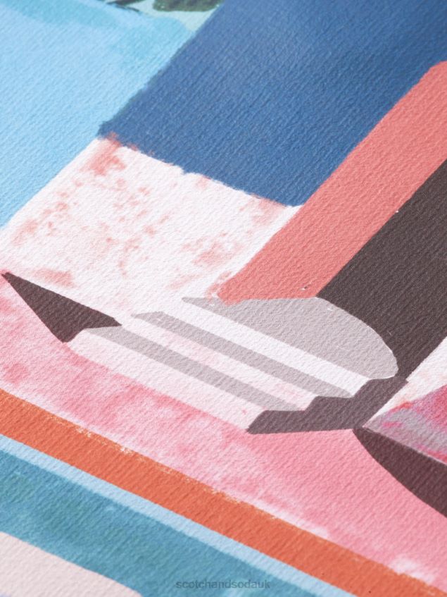 Scotch & Soda Men Garment-Dyed Artwork Hoodie LP48HB528 Clothing Cerise