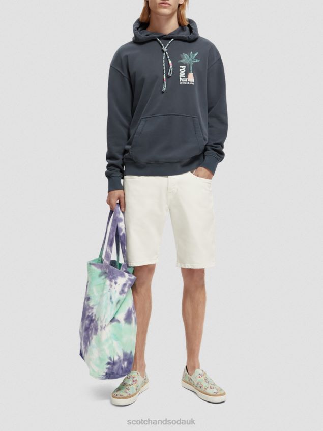 Scotch & Soda Men Garment-Dyed Artwork Hoodie LP48HB529 Clothing Navy