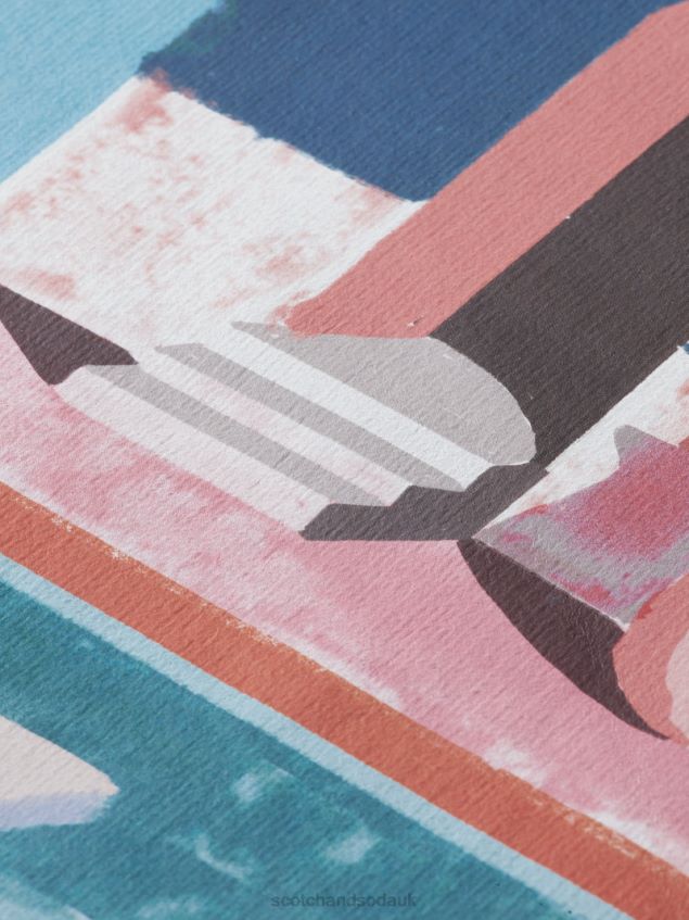 Scotch & Soda Men Garment-Dyed Artwork Hoodie LP48HB529 Clothing Navy