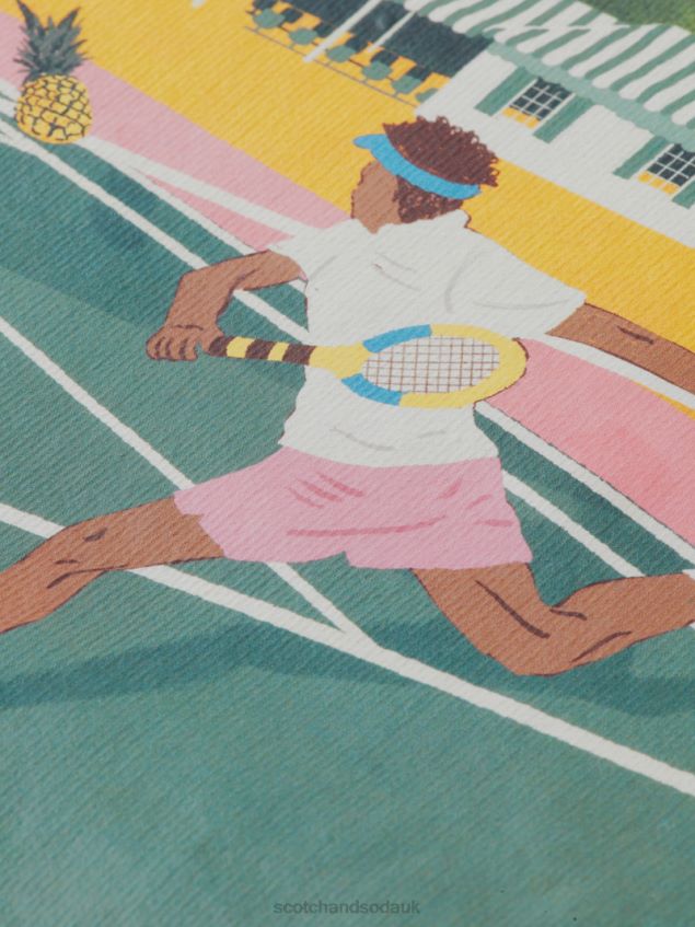 Scotch & Soda Men Garment-Dyed Artwork Hoodie LP48HB530 Clothing White